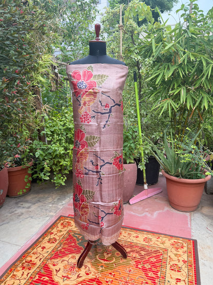 Pure silk hand-batik kurta and dupatta set