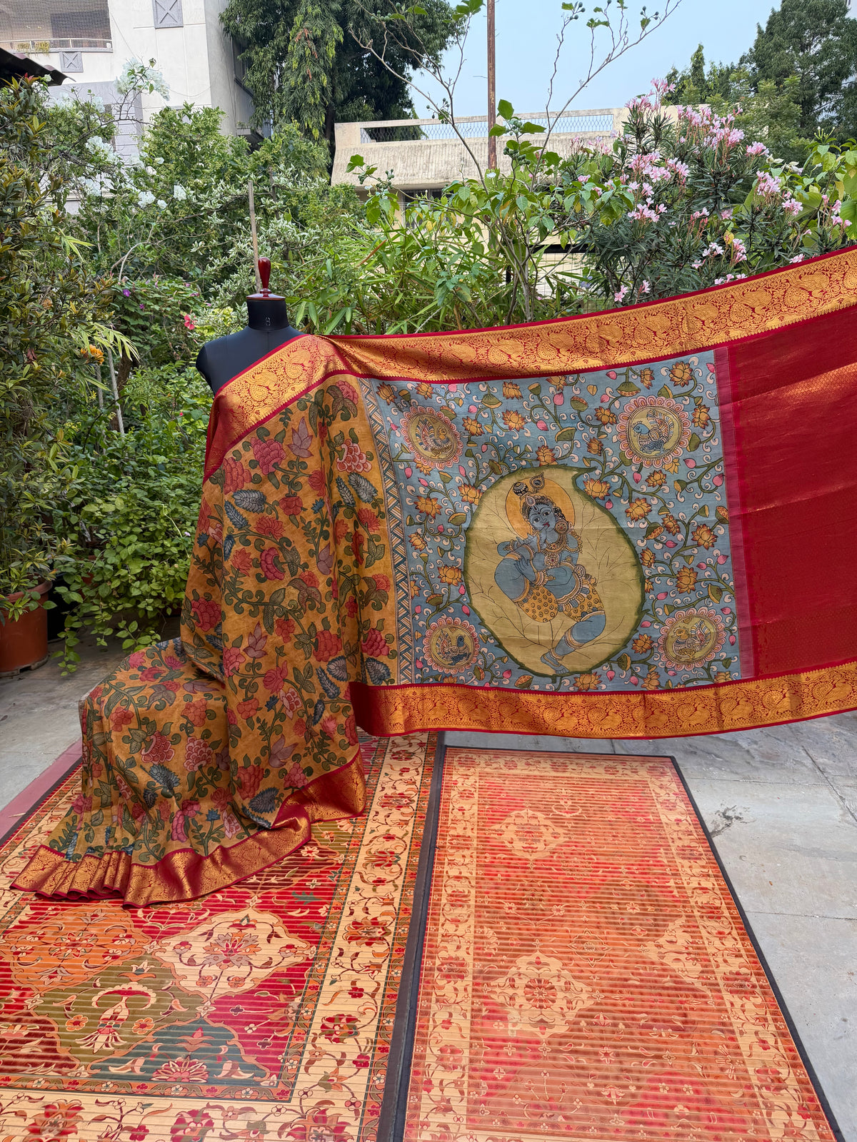 Pure Silk Kanchipattu With Penkalamkari Saree.