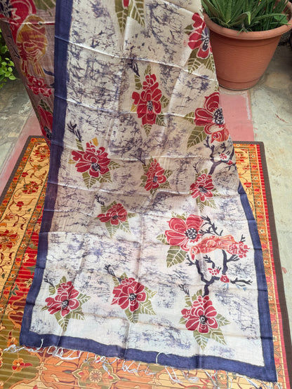 Pure silk hand-batik kurta and dupatta set