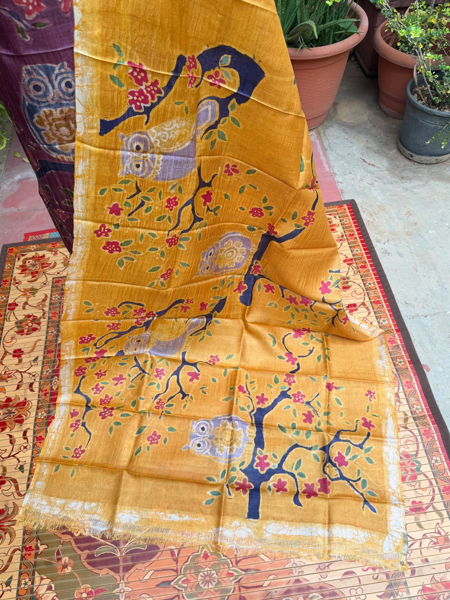 Pure silk hand-batik kurta and dupatta set