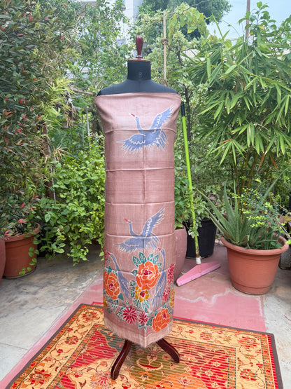 Pure silk hand-batik kurta and dupatta set