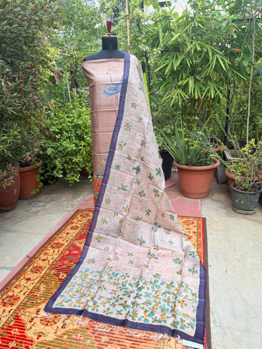 Pure silk hand-batik kurta and dupatta set