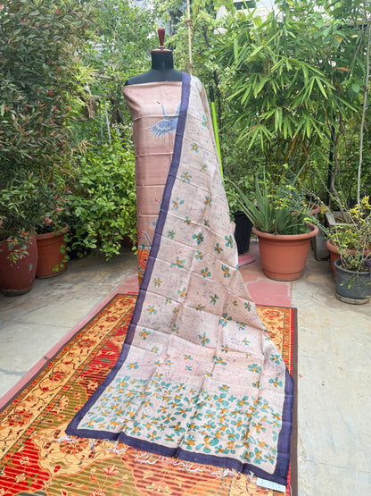 Pure silk hand-batik kurta and dupatta set