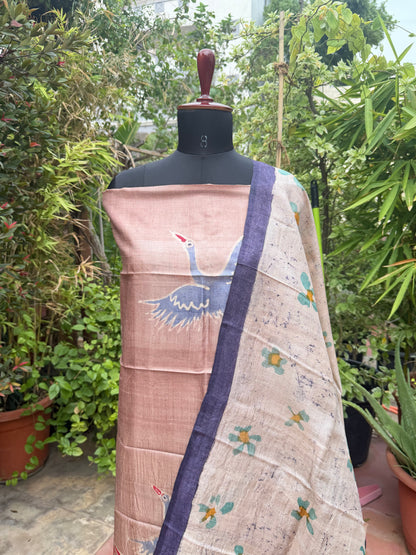 Pure silk hand-batik kurta and dupatta set
