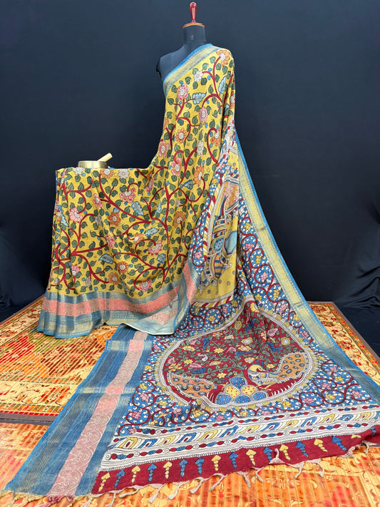 Silkcotton Penkalamkari Saree