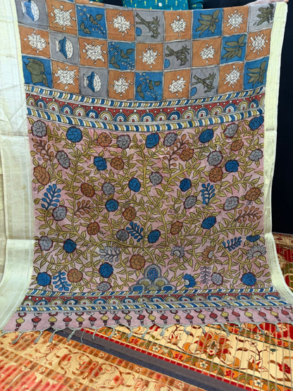 Silkcotton Penkalamkari Saree