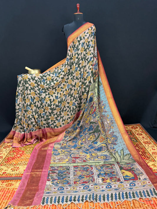 Silkcotton Penkalamkari Saree