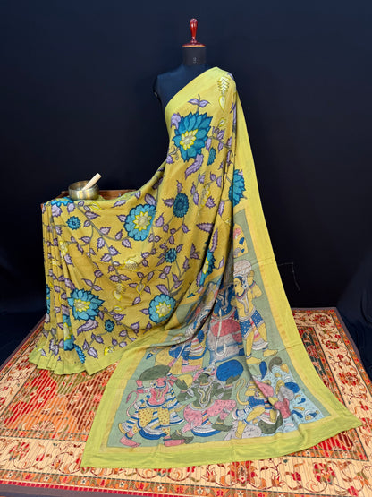 Silkcotton Penkalamkari Saree