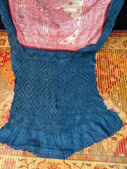 Tussar hand-drawn Madhubani and a handknotted Rai Bandhej saree.