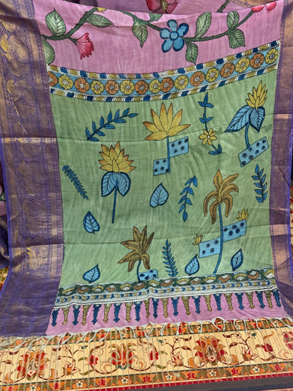 Silkcotton Penkalamkari Saree