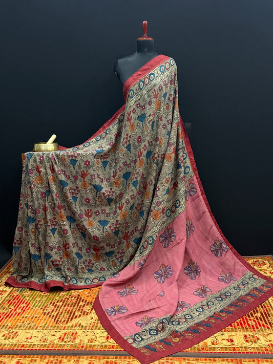 Silkcotton Penkalamkari Saree