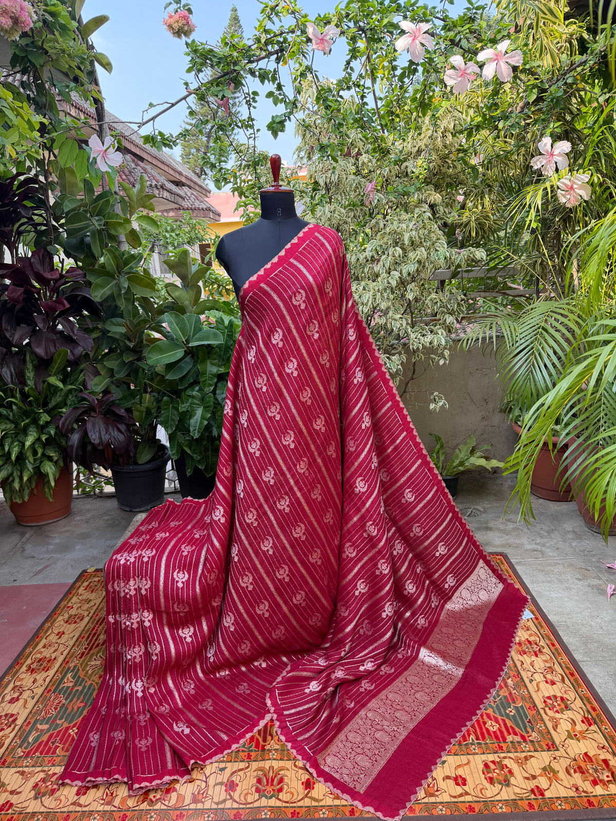Pure silk Tussar Georgette Benaras Sarees