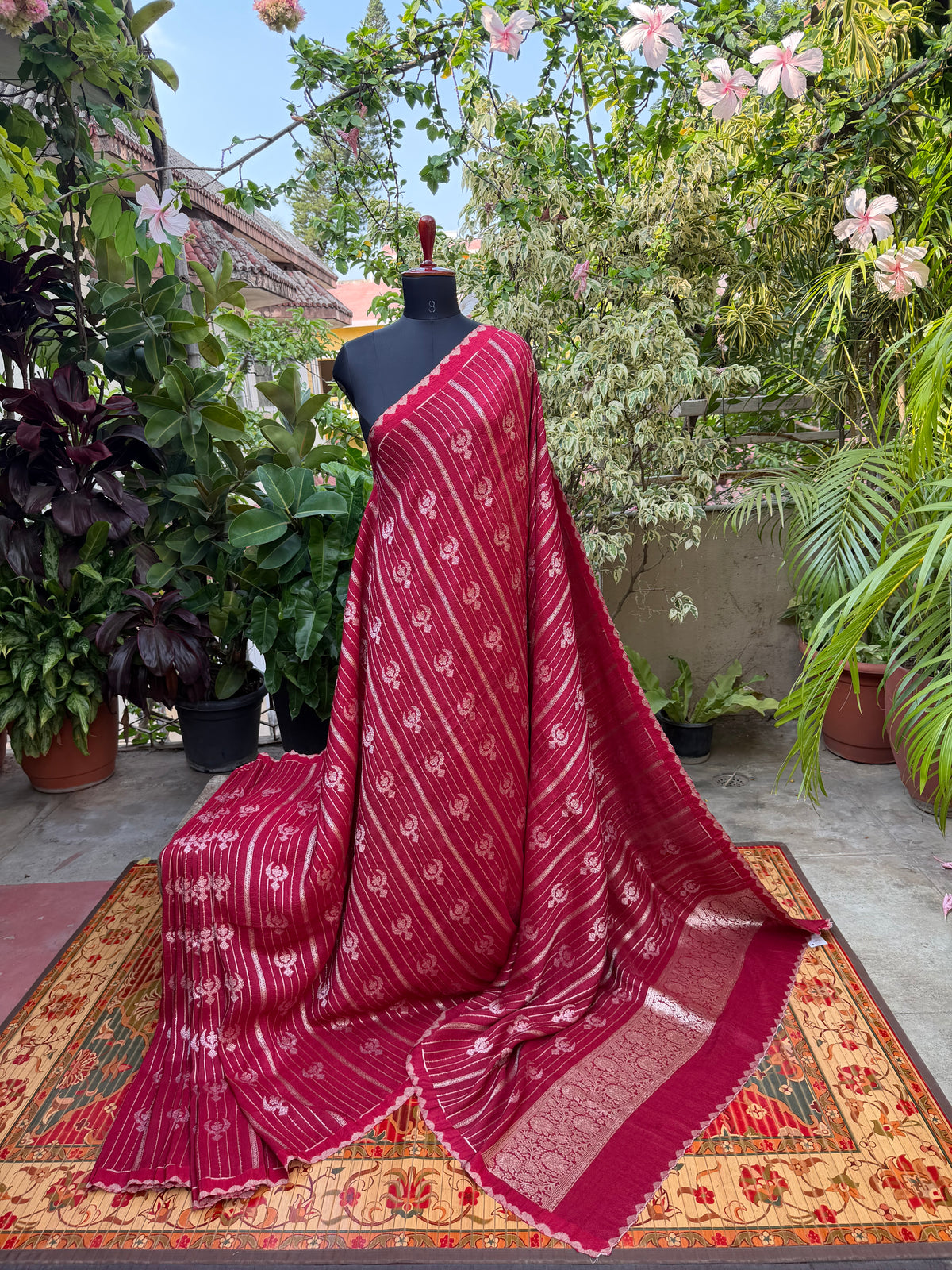 Pure silk Tussar Georgette Benaras Sarees