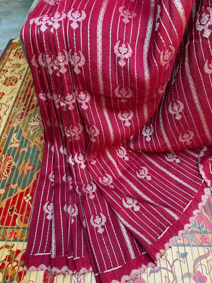 Pure silk Tussar Georgette Benaras Sarees