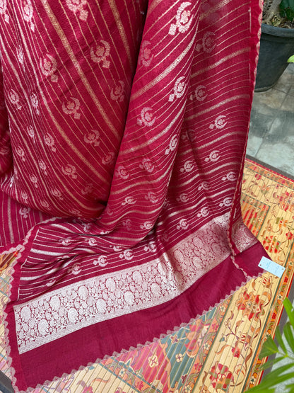 Pure silk Tussar Georgette Benaras Sarees