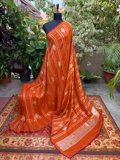 Pure silk Tussar Georgette Benaras Sarees