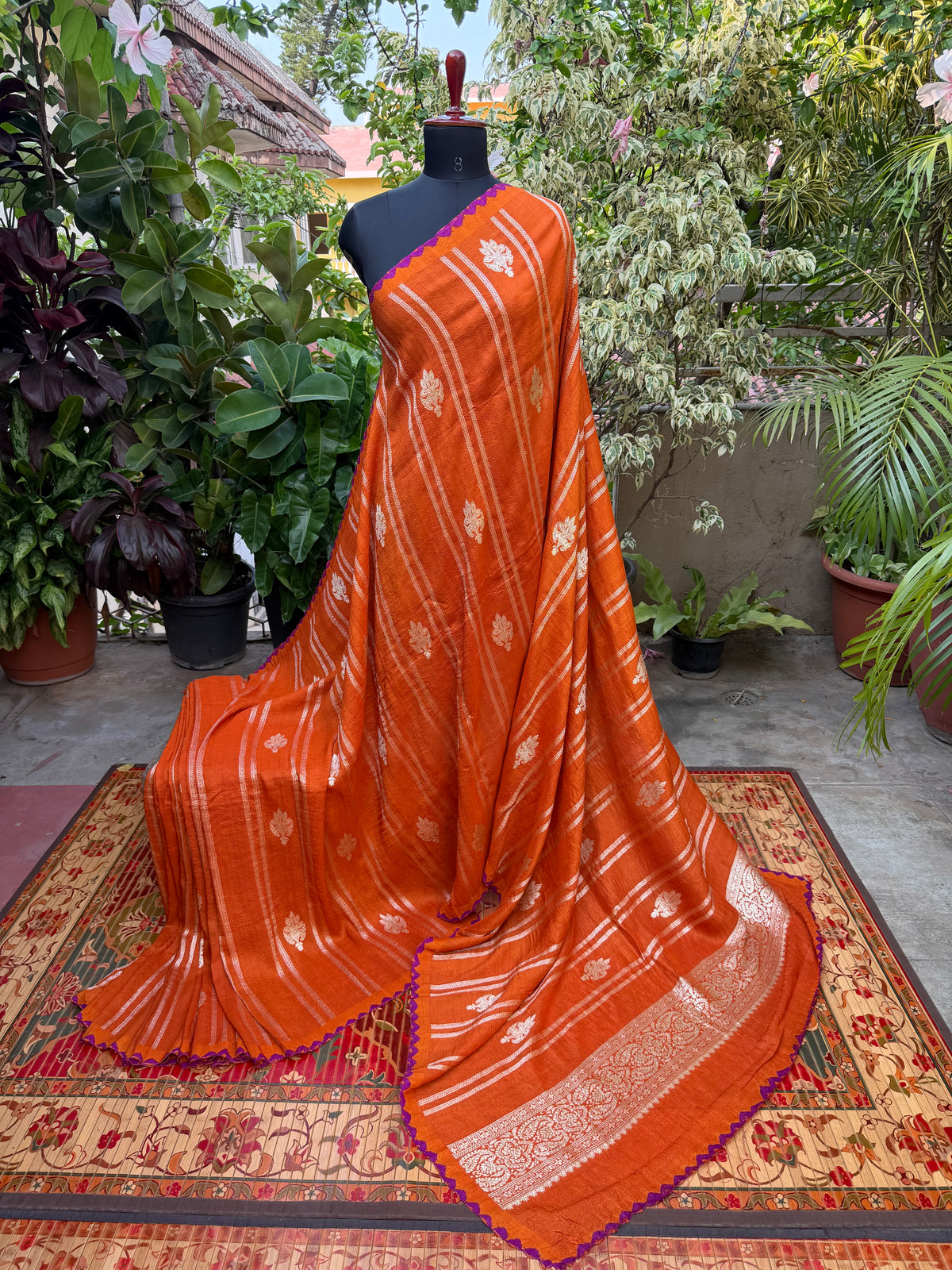 Pure silk Tussar Georgette Benaras Sarees