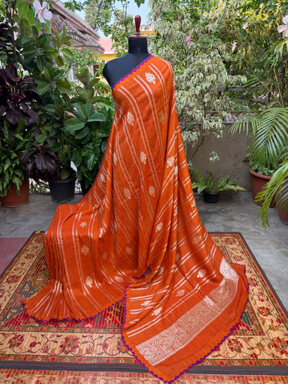 Pure silk Tussar Georgette Benaras Sarees