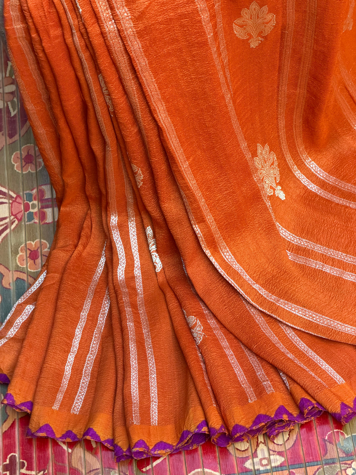 Pure silk Tussar Georgette Benaras Sarees