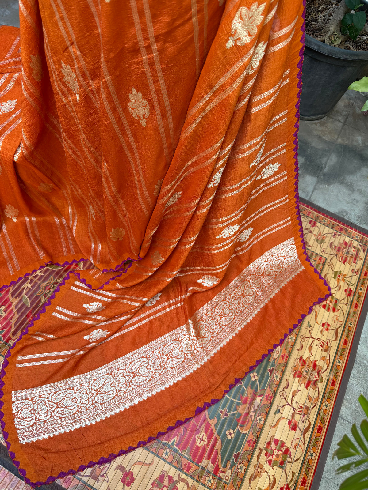 Pure silk Tussar Georgette Benaras Sarees
