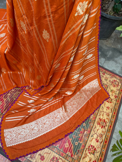 Pure silk Tussar Georgette Benaras Sarees