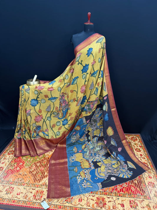 Silkcotton Penkalamkari Saree