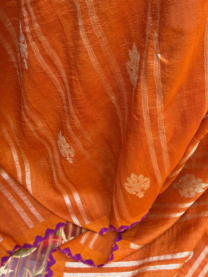Pure silk Tussar Georgette Benaras Sarees