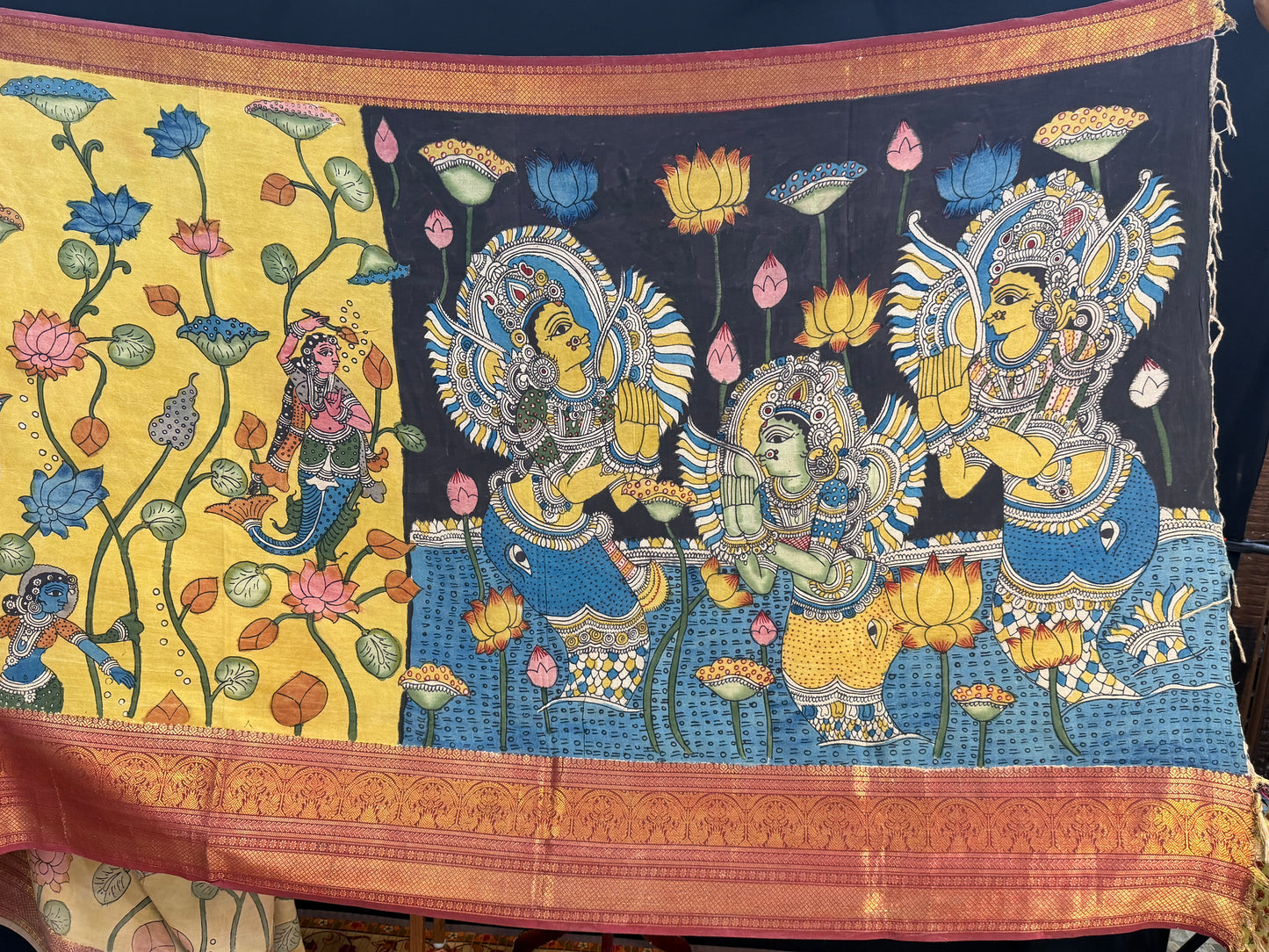 Silkcotton Penkalamkari Saree