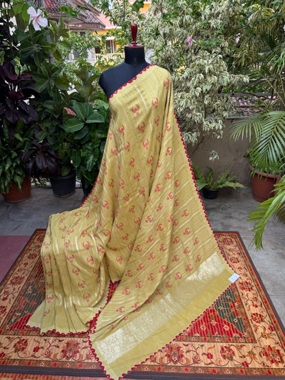 Pure silk Tussar Georgette Benaras Sarees