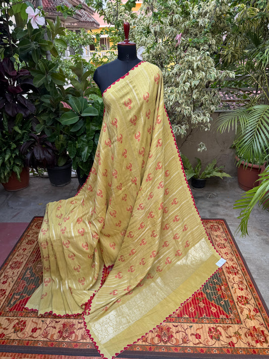Pure silk Tussar Georgette Benaras Sarees