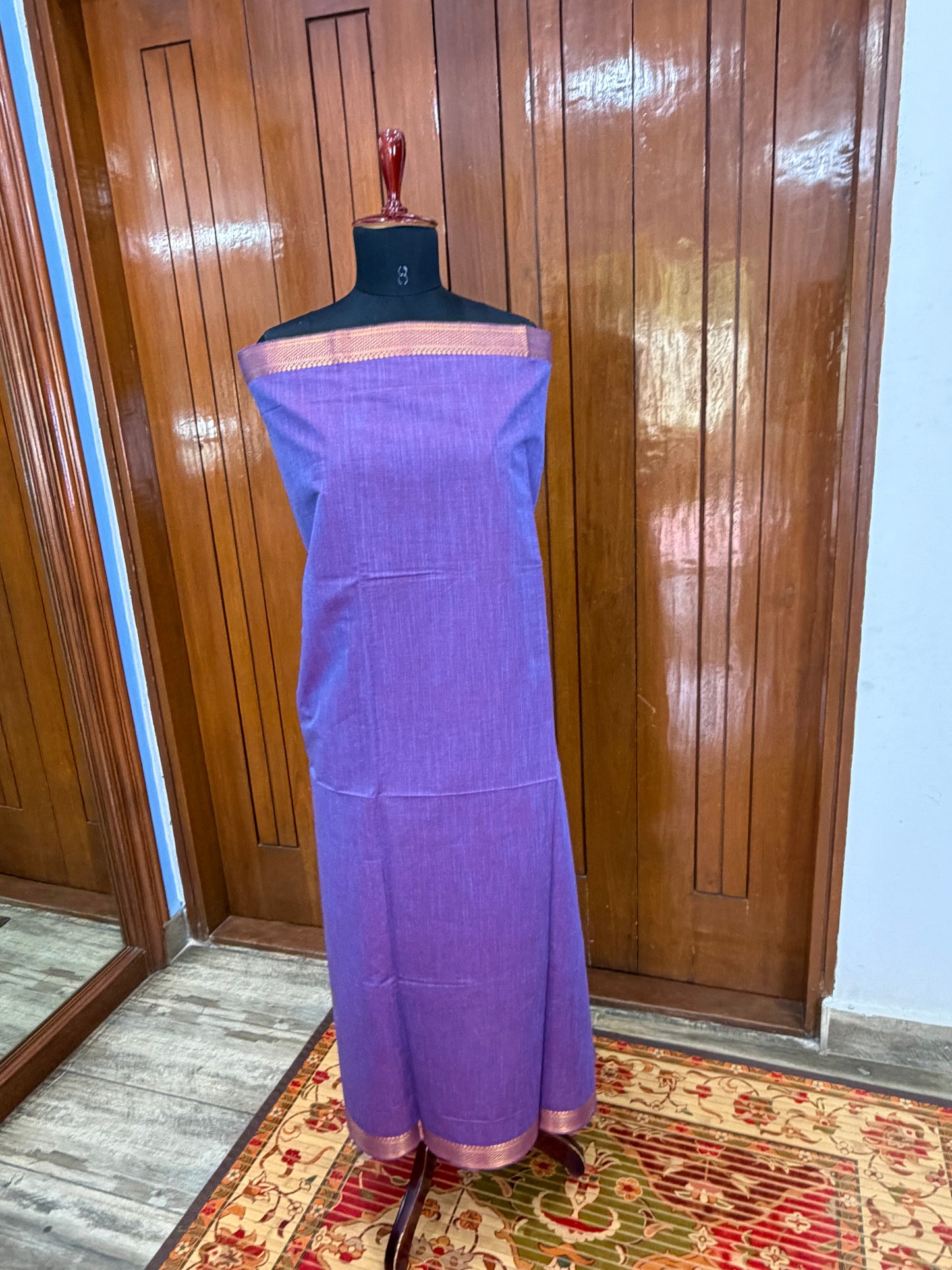 pure cotton kurti material paired with penkalamkari dupatta