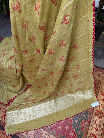 Pure silk Tussar Georgette Benaras Sarees