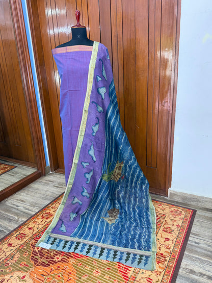 pure cotton kurti material paired with penkalamkari dupatta.