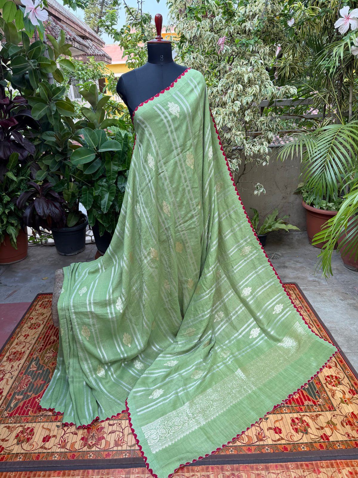 Pure silk Tussar Georgette Benaras Sarees
