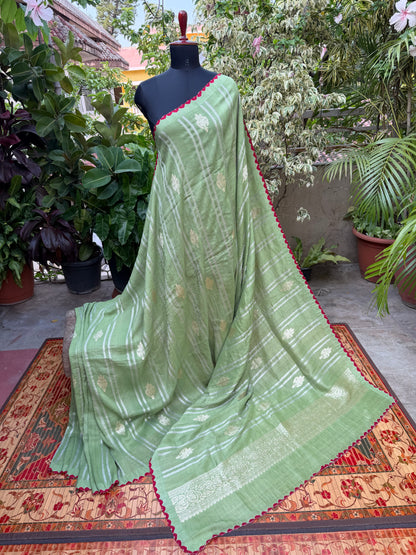 Pure silk Tussar Georgette Benaras Sarees