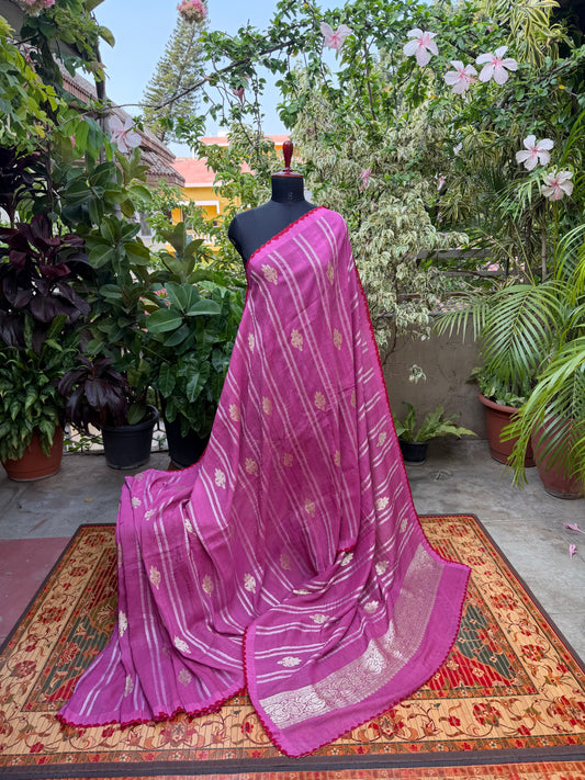 Pure silk Tussar Georgette Benaras Sarees