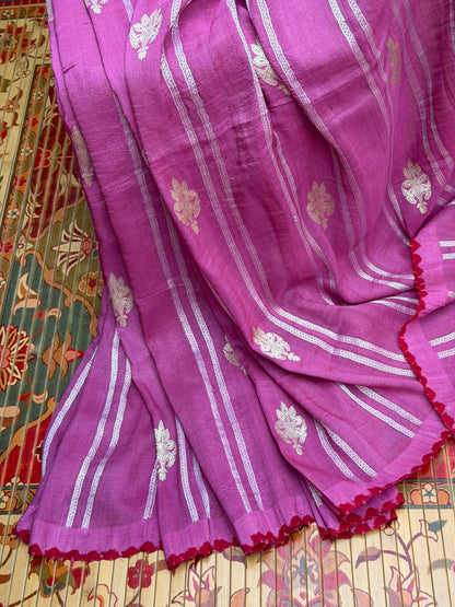 Pure silk Tussar Georgette Benaras Sarees