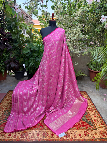 Pure silk Tussar Georgette Benaras Sarees