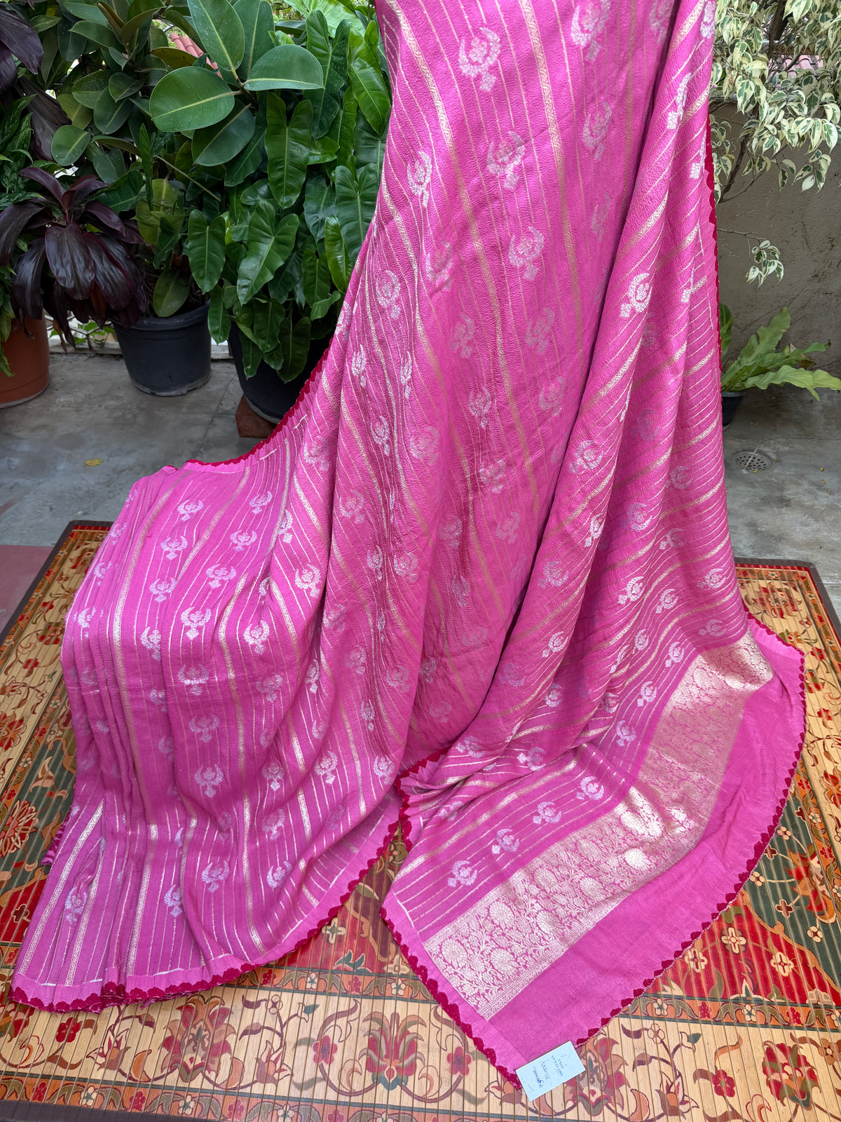 Pure silk Tussar Georgette Benaras Sarees