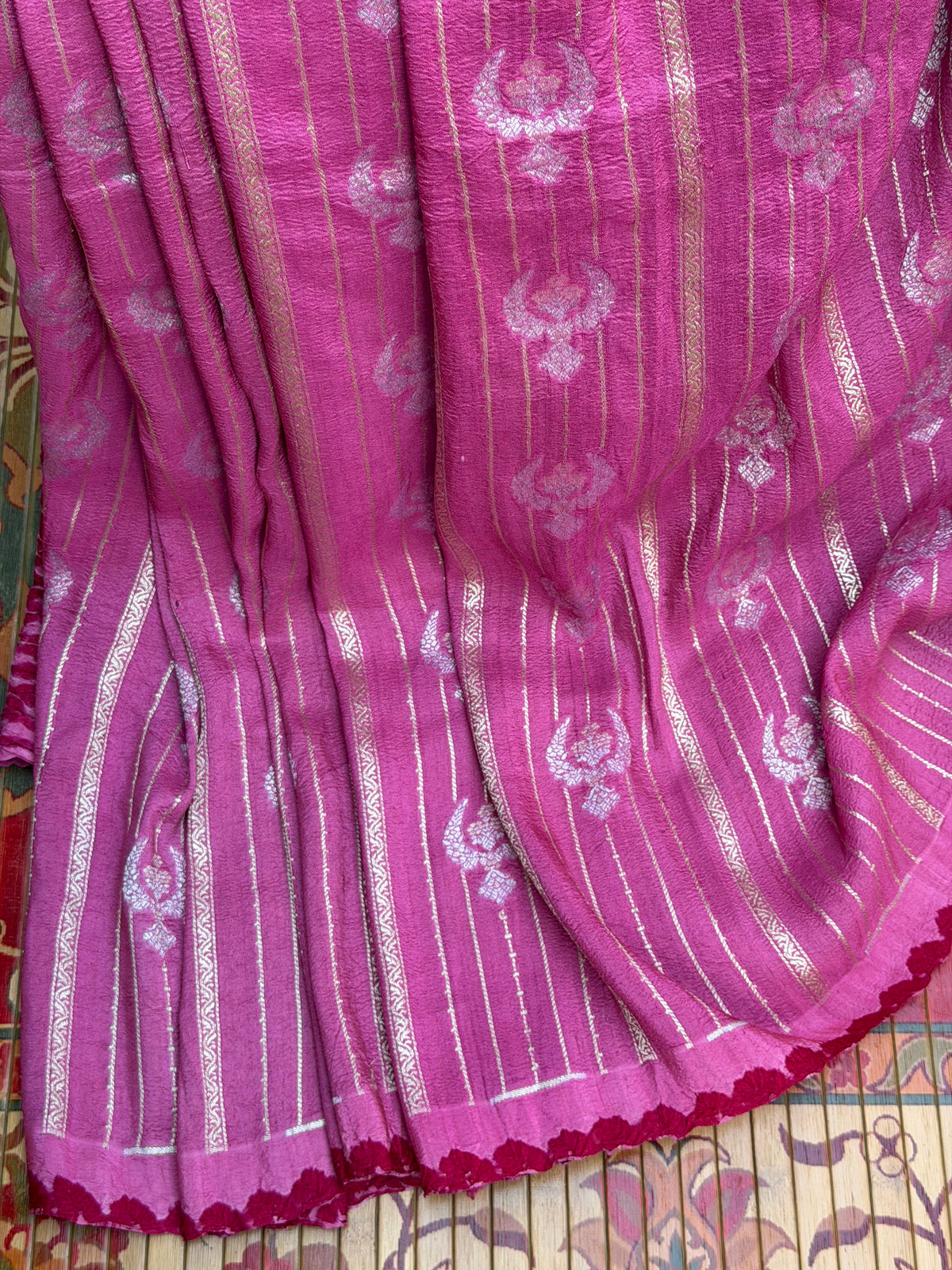 Pure silk Tussar Georgette Benaras Sarees