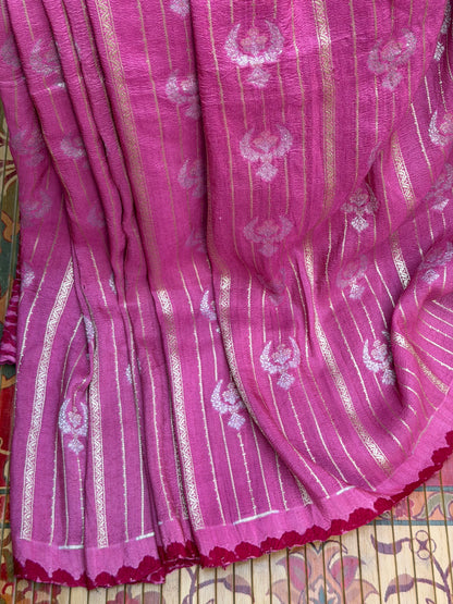 Pure silk Tussar Georgette Benaras Sarees