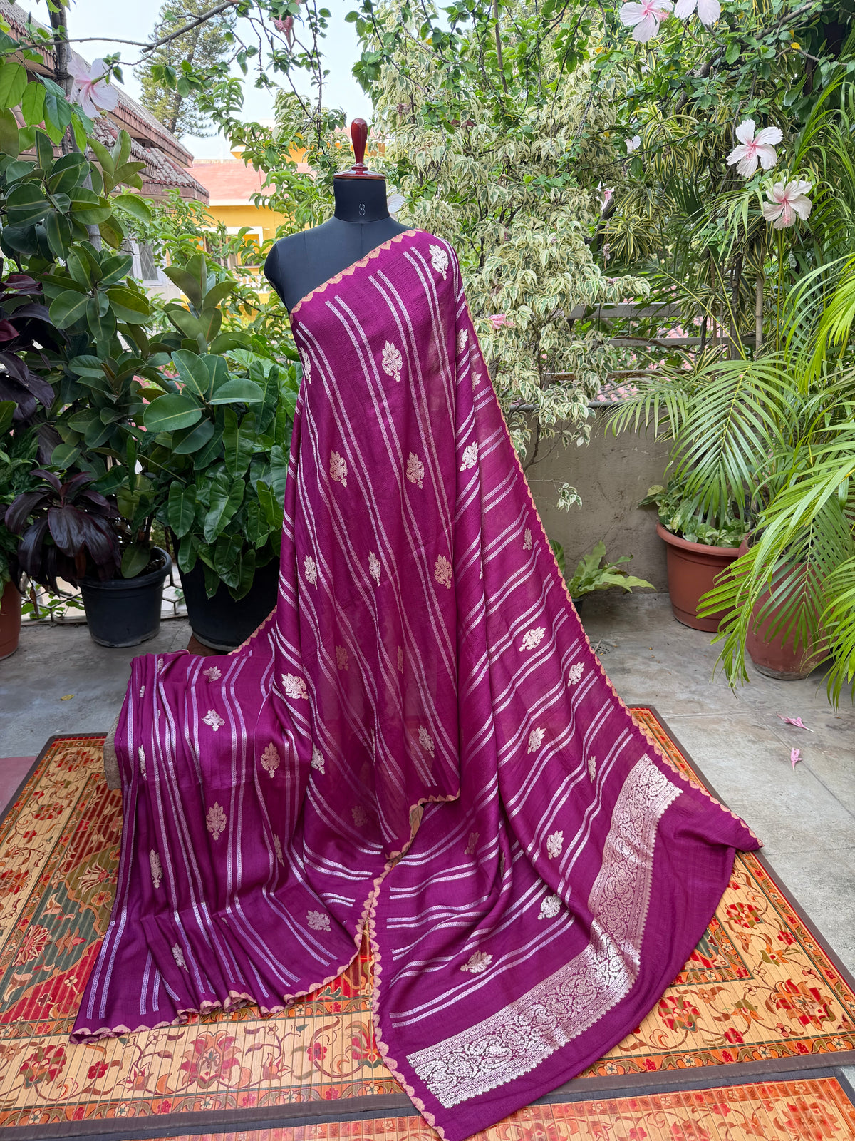 Pure silk Tussar Georgette Benaras Sarees