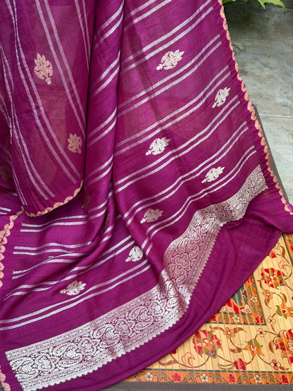 Pure silk Tussar Georgette Benaras Sarees