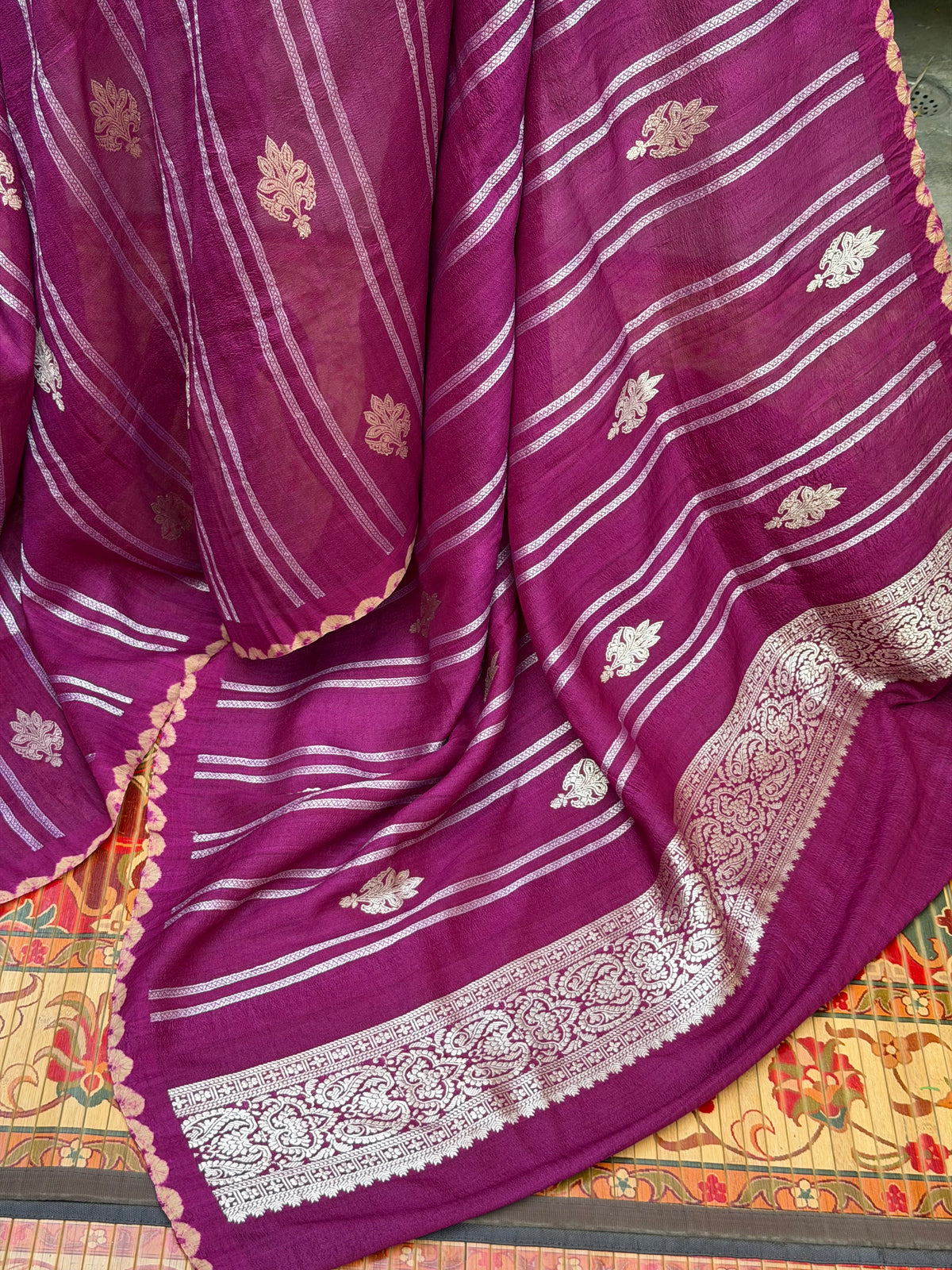 Pure silk Tussar Georgette Benaras Sarees