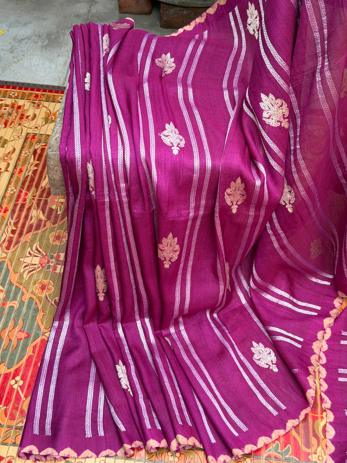 Pure silk Tussar Georgette Benaras Sarees