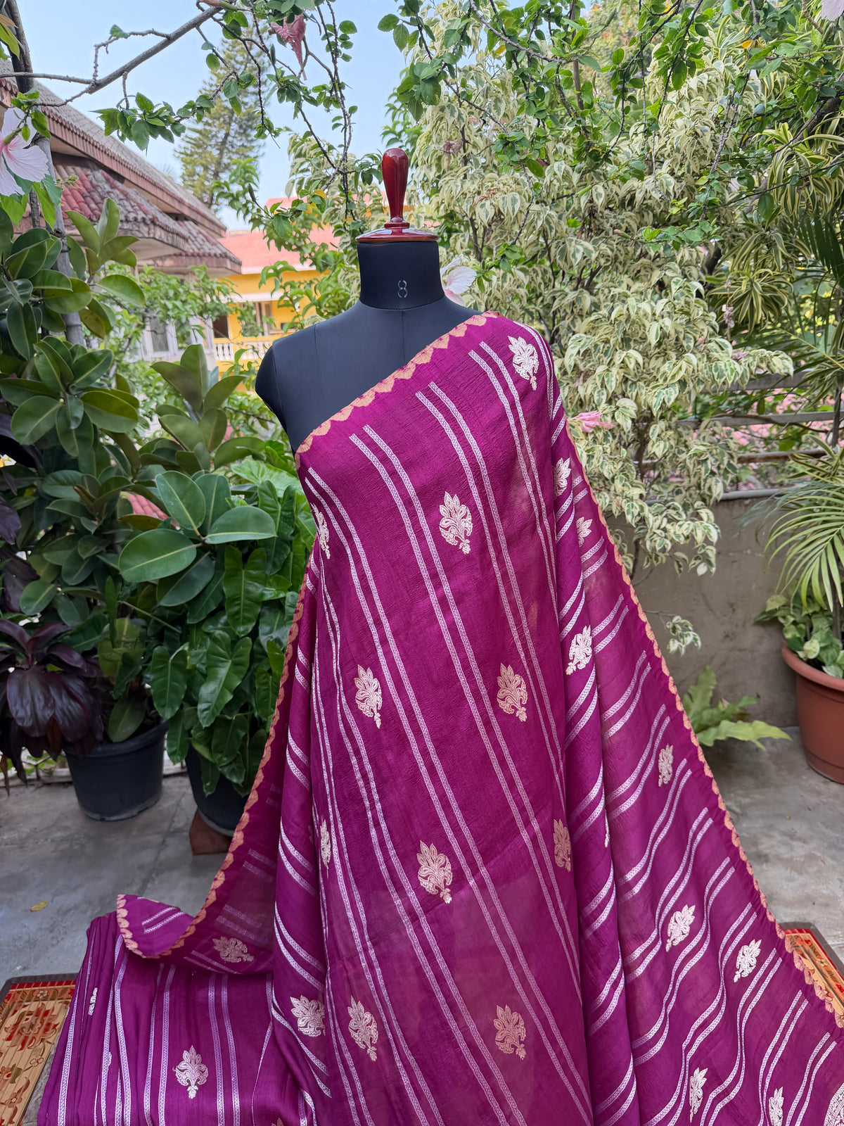 Pure silk Tussar Georgette Benaras Sarees