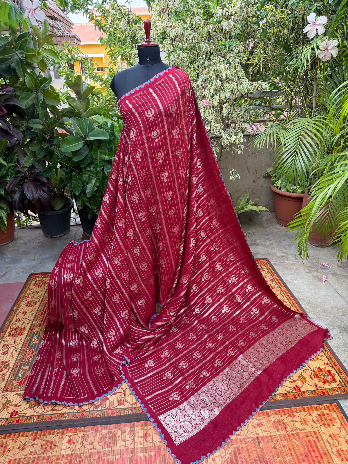 Pure silk Tussar Georgette Benaras Sarees