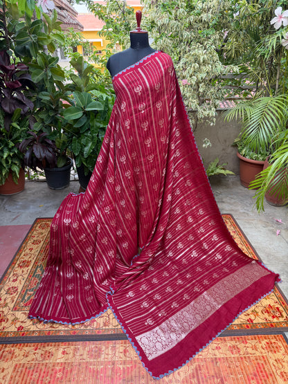 Pure silk Tussar Georgette Benaras Sarees