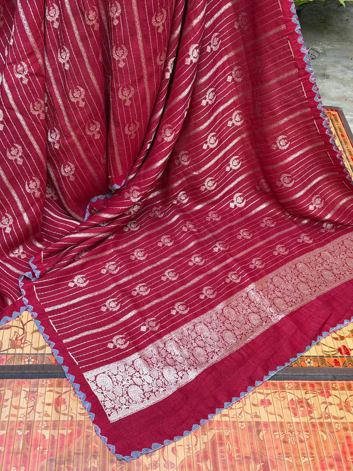 Pure silk Tussar Georgette Benaras Sarees
