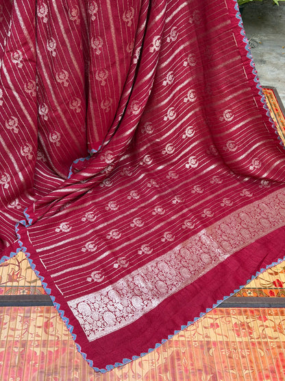 Pure silk Tussar Georgette Benaras Sarees
